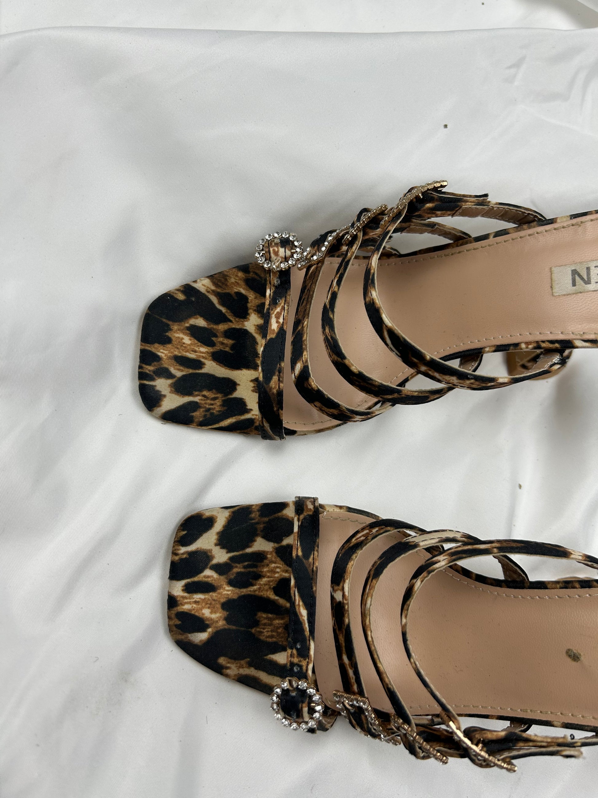 Panther print strass heels mules (36)