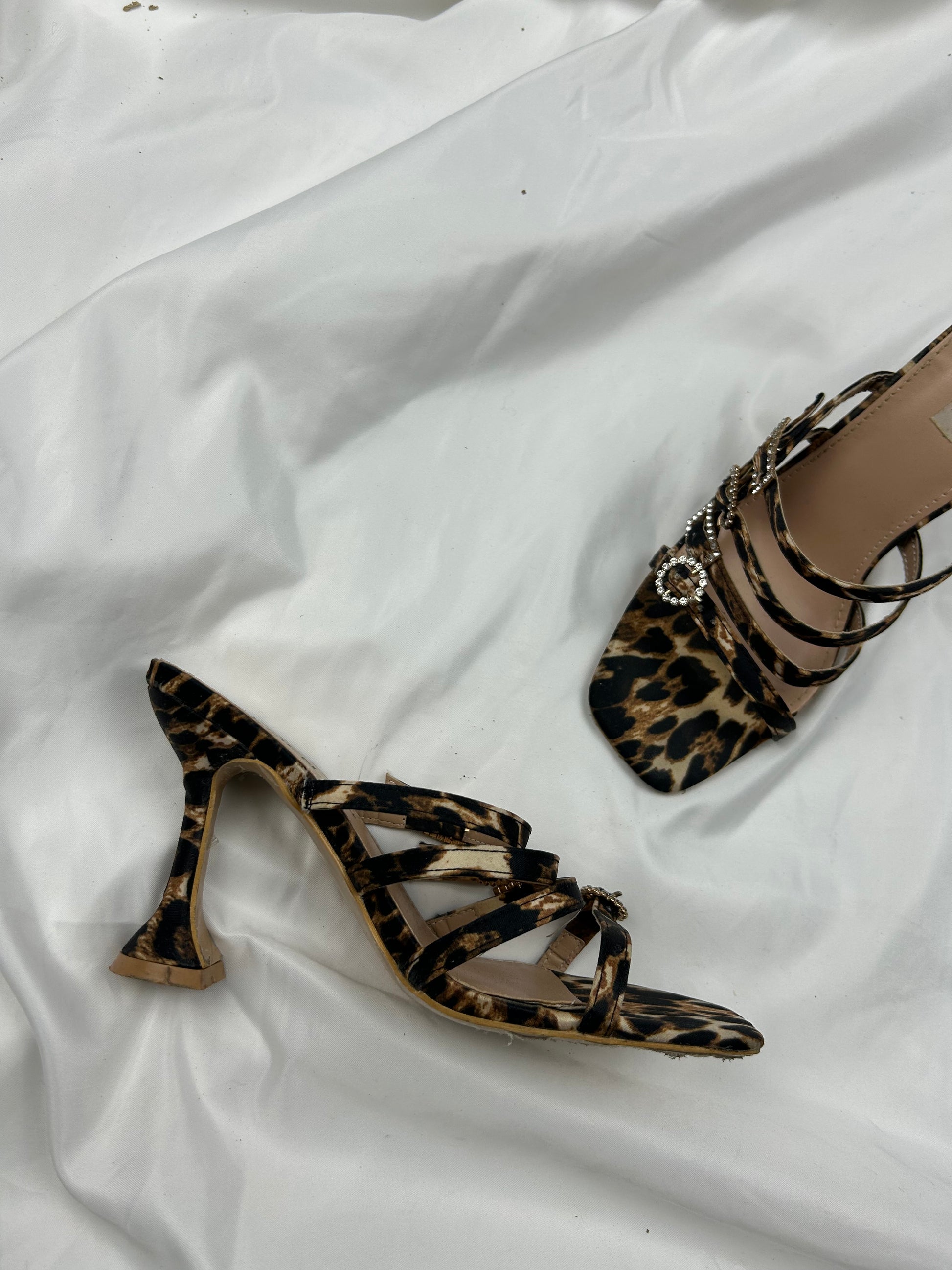 Panther print strass heels mules (36)