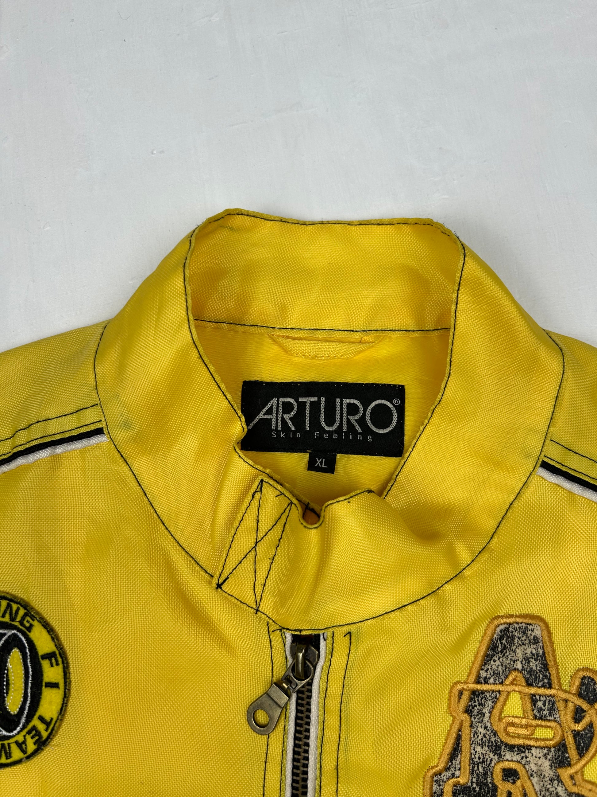 Yellow zip up biker jacket (XL)