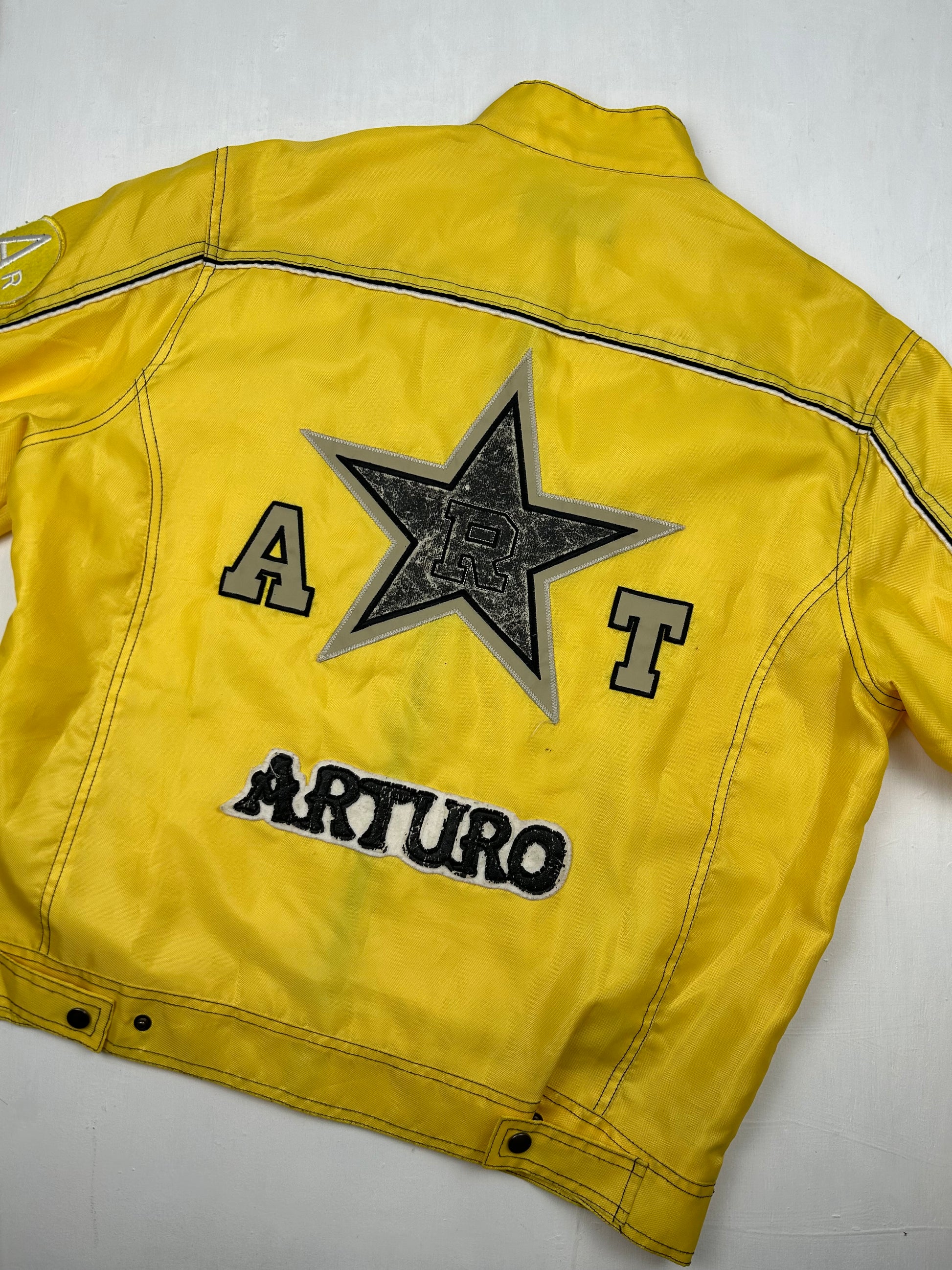 Yellow zip up biker jacket (XL)