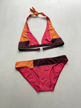 Load image into Gallery viewer, Orange &amp; pink patchwork y2k vintage bikini set (M)