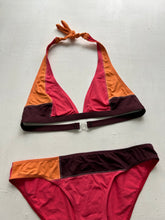 Load image into Gallery viewer, Orange &amp; pink patchwork y2k vintage bikini set (M)