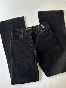 Black denim velvet low waisted 90s vintage flare bootcut pants (S/M)