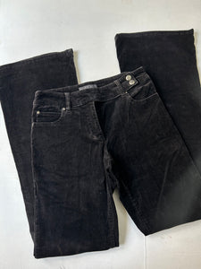 Black denim velvet low waisted 90s vintage flare bootcut pants (S/M)
