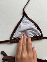 Load image into Gallery viewer, Brown embroidered adjustable y2k vintage bikini set (M)