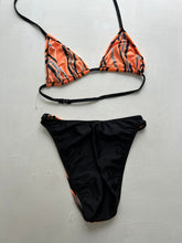 Load image into Gallery viewer, Orange velvet adjustable y2k vintage high rise bikini set (S/M)