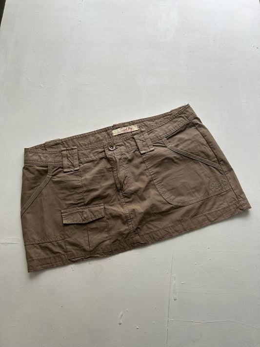 Beige low rise cotton cargo utility mini skirt 90s y2k vintage (M)