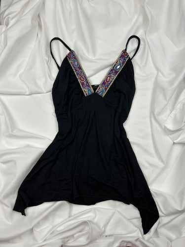 Black pearls asymmetric cami top (S)