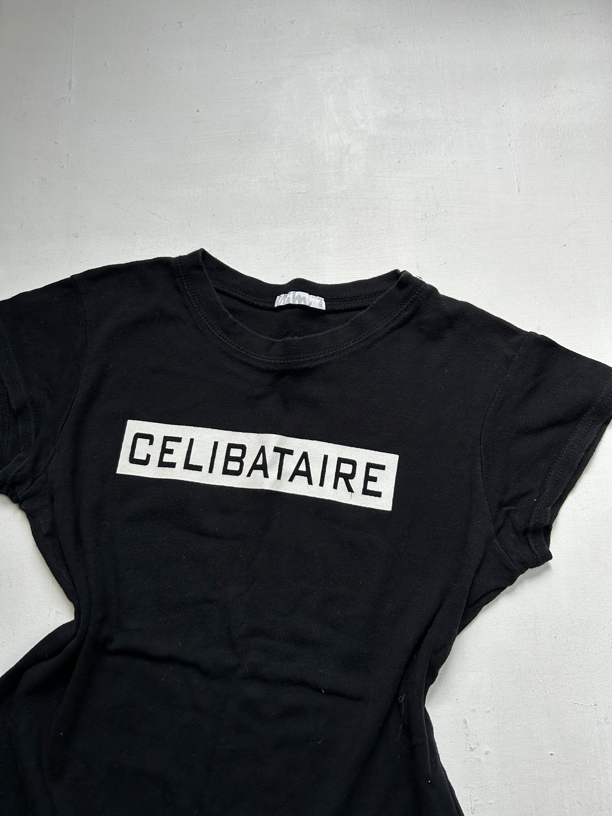 Black French "single" graphic print tee (S)