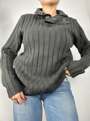 Khaki high neck ribbed  jumper (S/M)