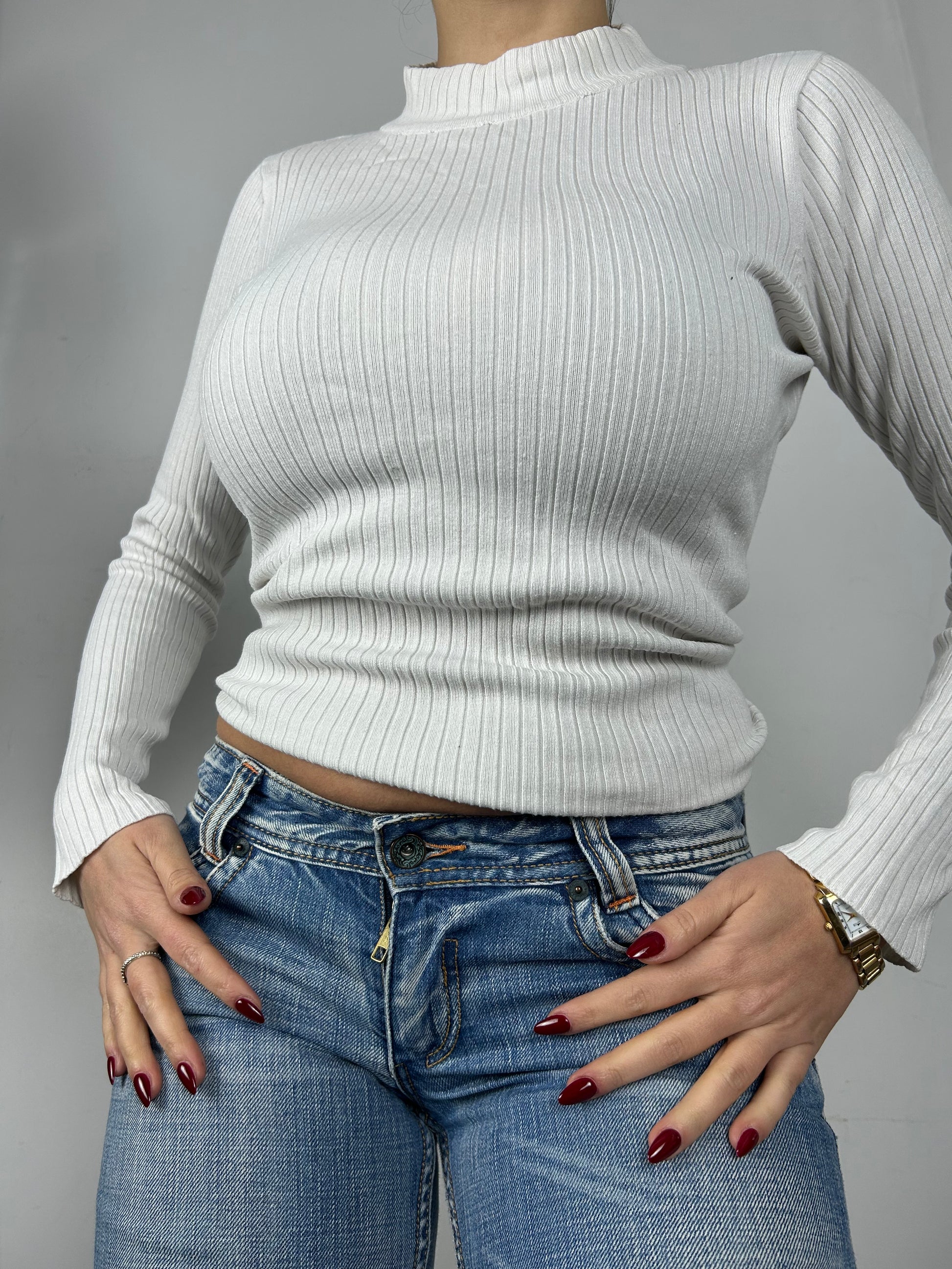 White high neck cotton jumper (S/M)