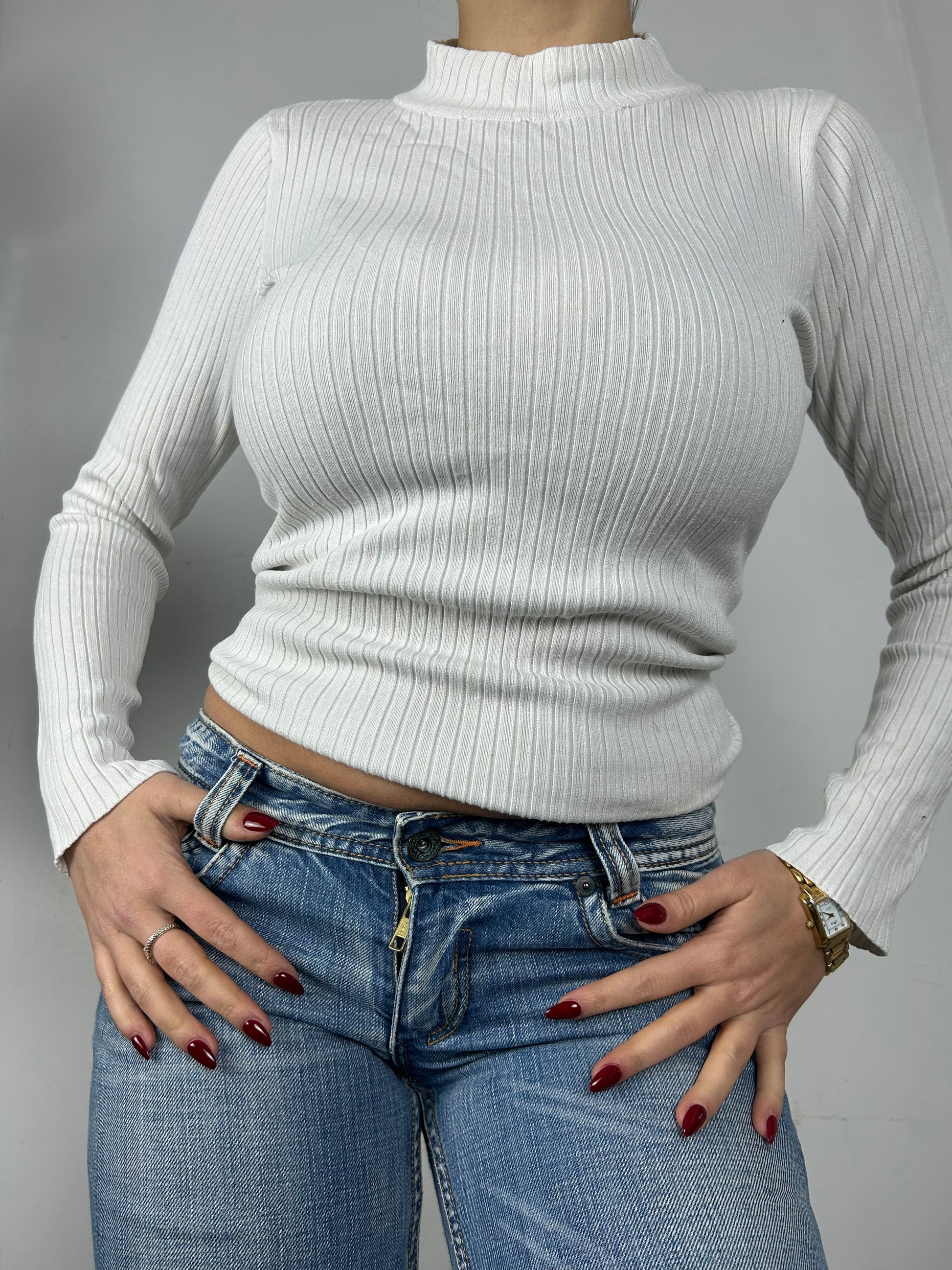 White high neck cotton jumper (S/M)