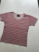 Load image into Gallery viewer, Striped red cotton crewneck tee  90s y2k vintage (S/M)