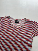 Load image into Gallery viewer, Striped red cotton crewneck tee  90s y2k vintage (S/M)