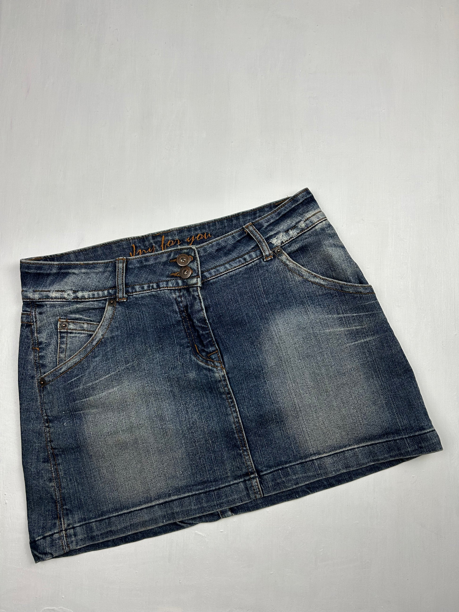 Navy denim mini skirt (M)