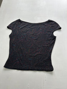 Grey glitters stretchy tee  90s y2k vintage (S)