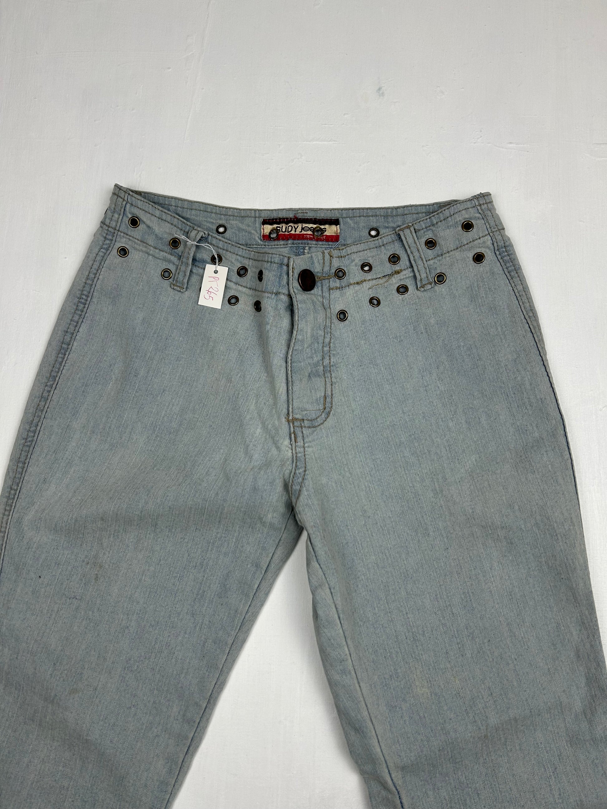 Light blue low waist denim capris pants (S)