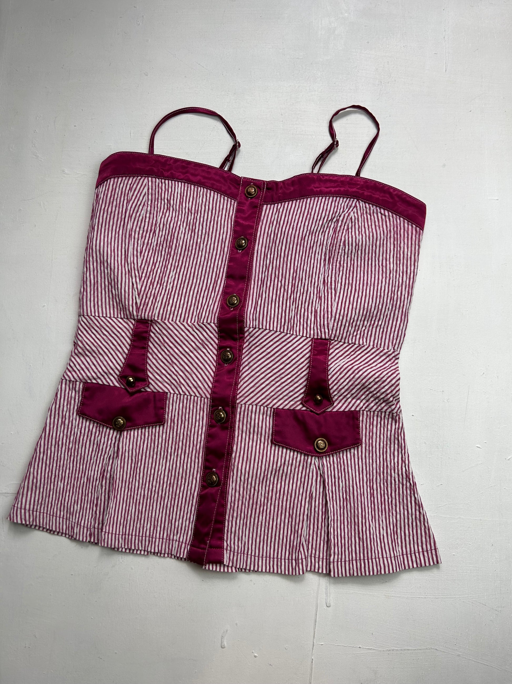 Pink striped bustier cami top (L)