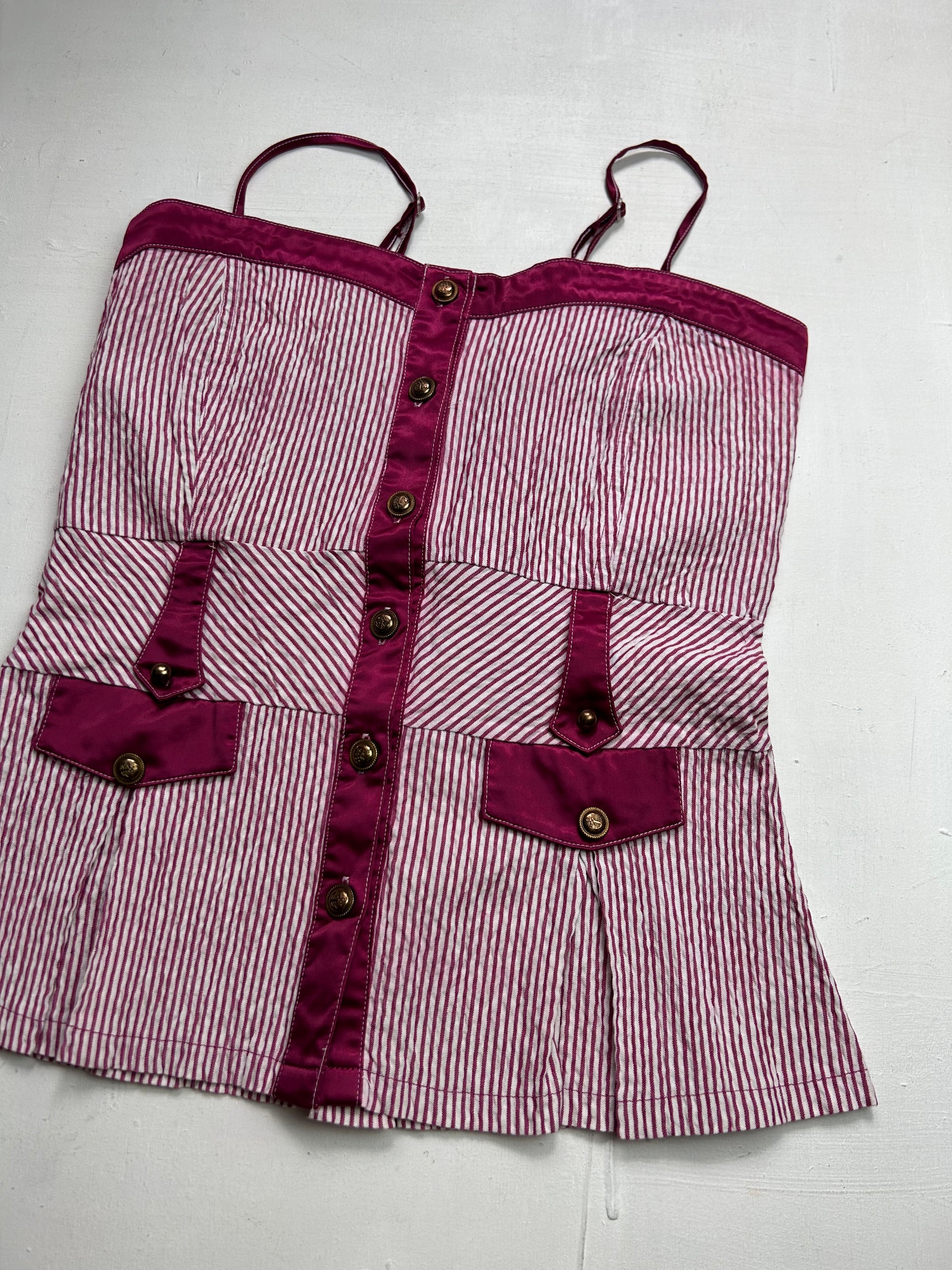 Pink striped bustier cami top (L)