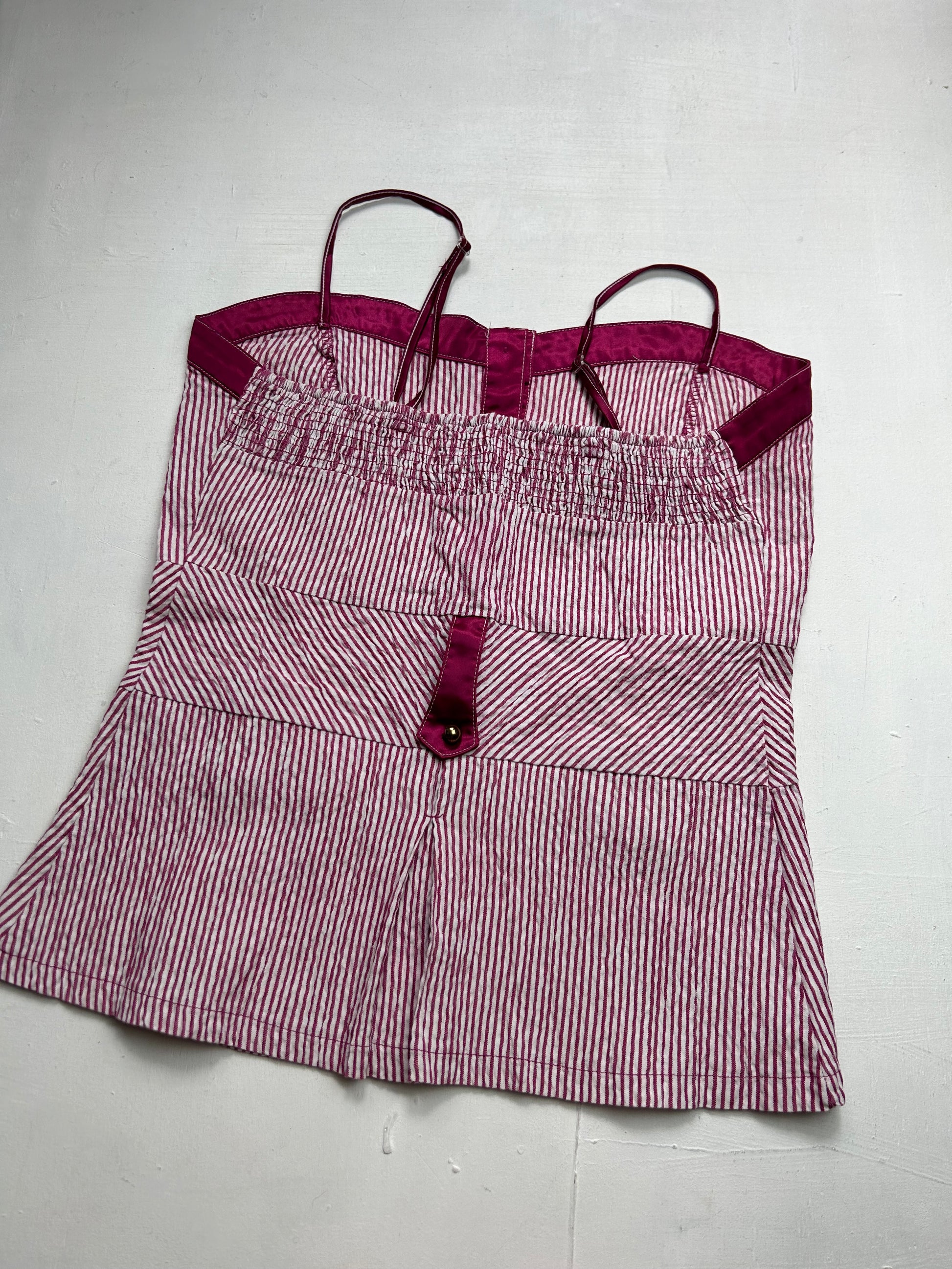 Pink striped bustier cami top (L)