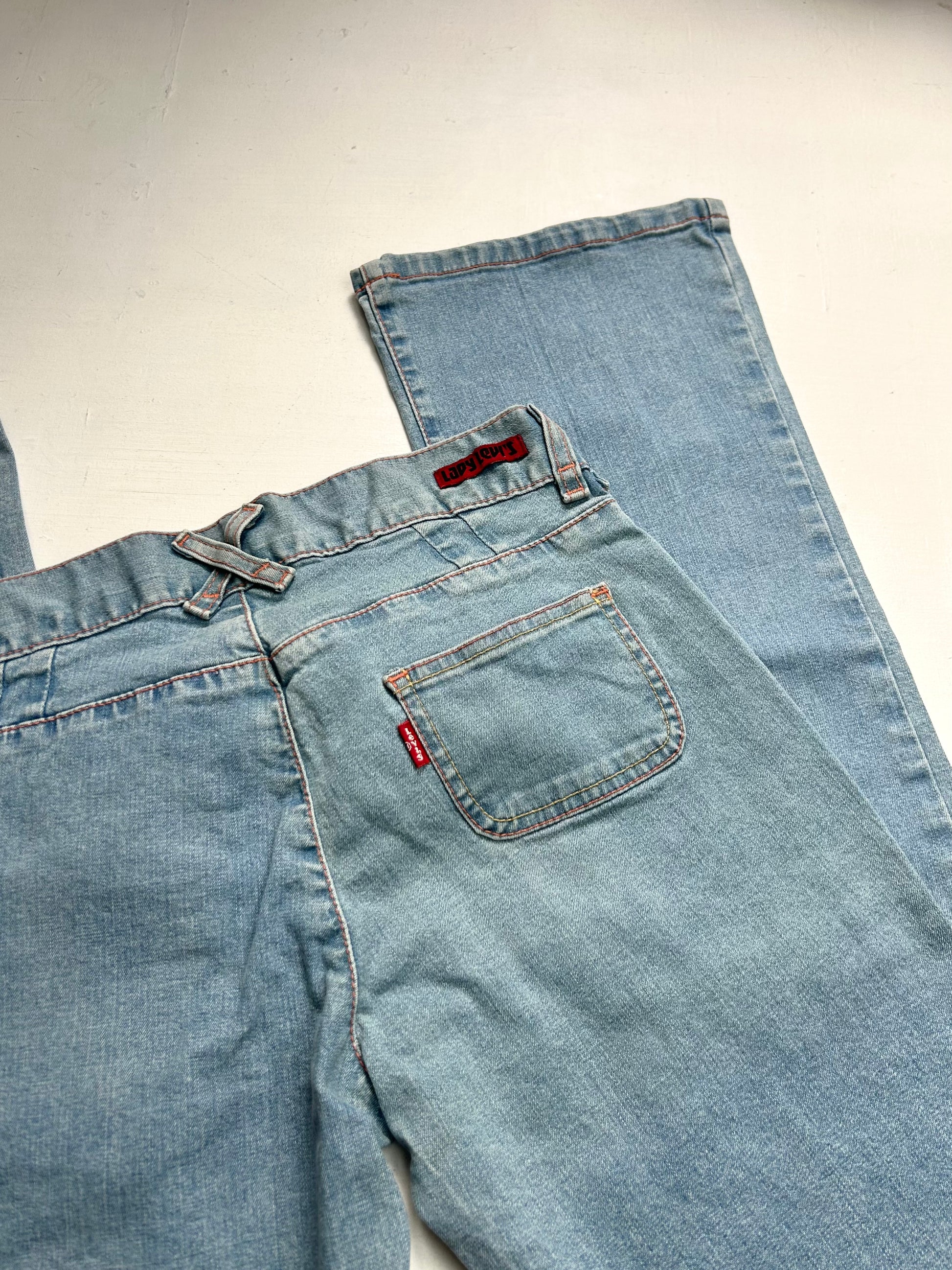 Blue low waist flare bootcut denim pants (XS)