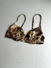 Load image into Gallery viewer, Brown animal print padded adjustable y2k vintage bikini top (M)