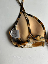 Load image into Gallery viewer, Brown animal print padded adjustable y2k vintage bikini top (M)