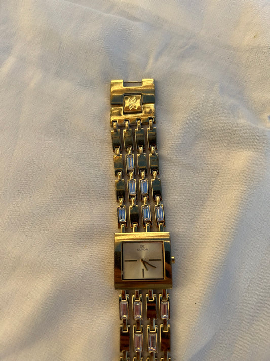 Vintage stainless steel gold bracelet watch jewelry