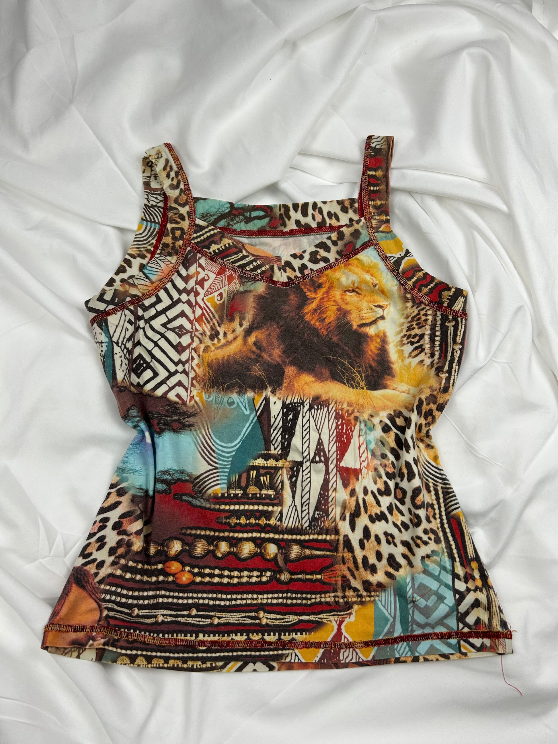 Graphic print lion multicolor cami top (S/M)