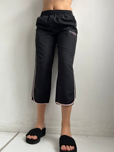 Black & baby pink low rise sporty capris pants (S)