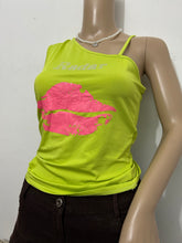 Load image into Gallery viewer, Green kiss asymmetric one shoulder top 90s y2k vintage  (S/M)