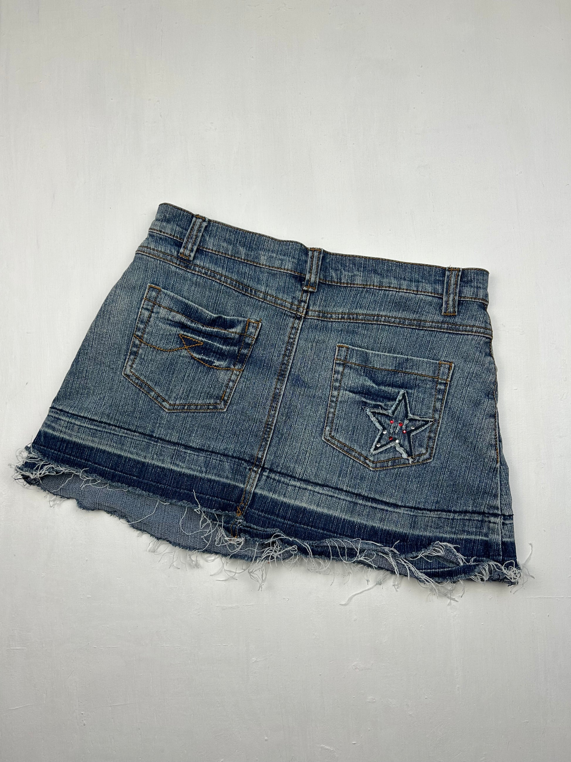 Blue denim  low rise mini skirt (S)