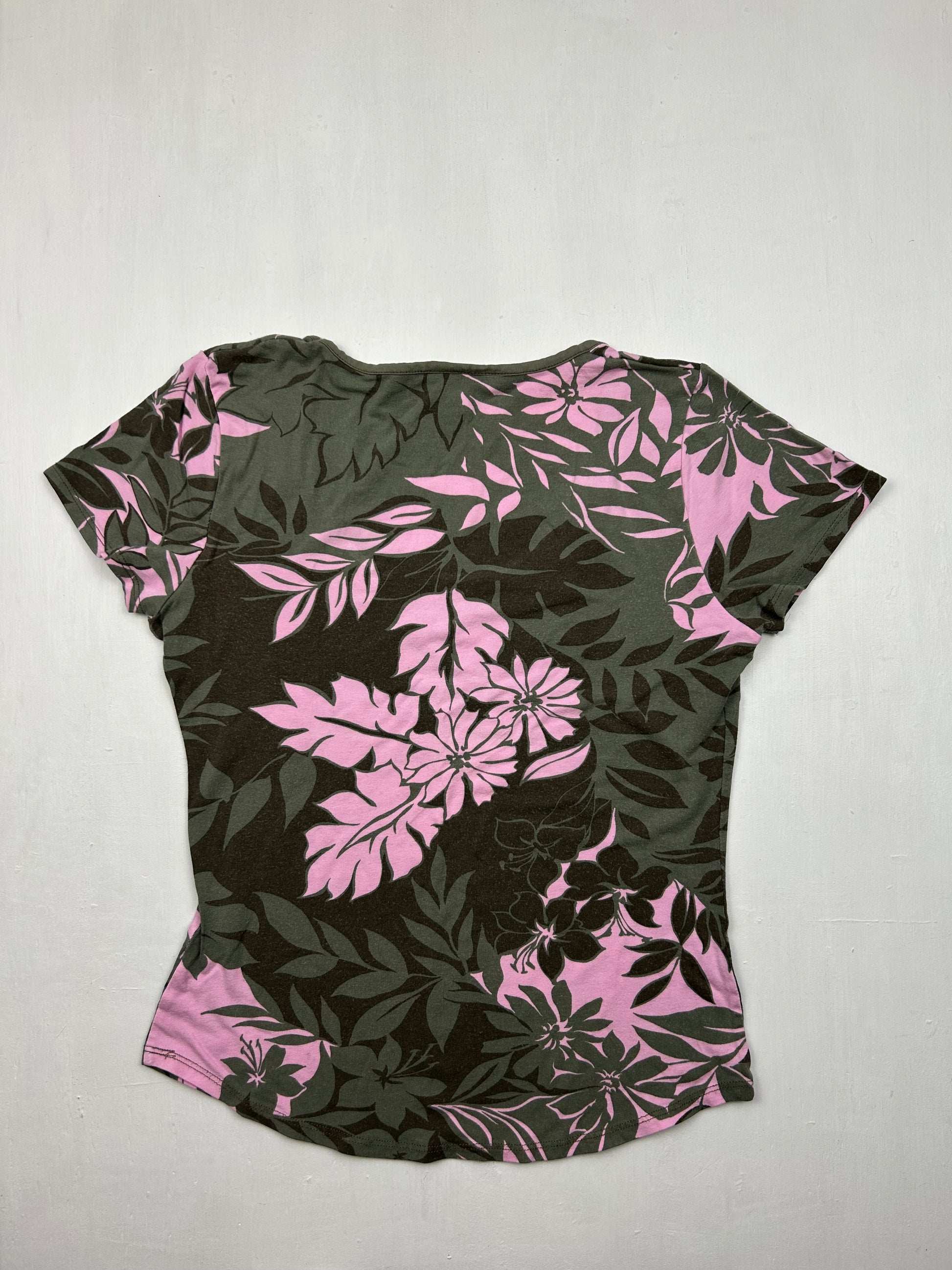 Khaki floral print tee (S/M)