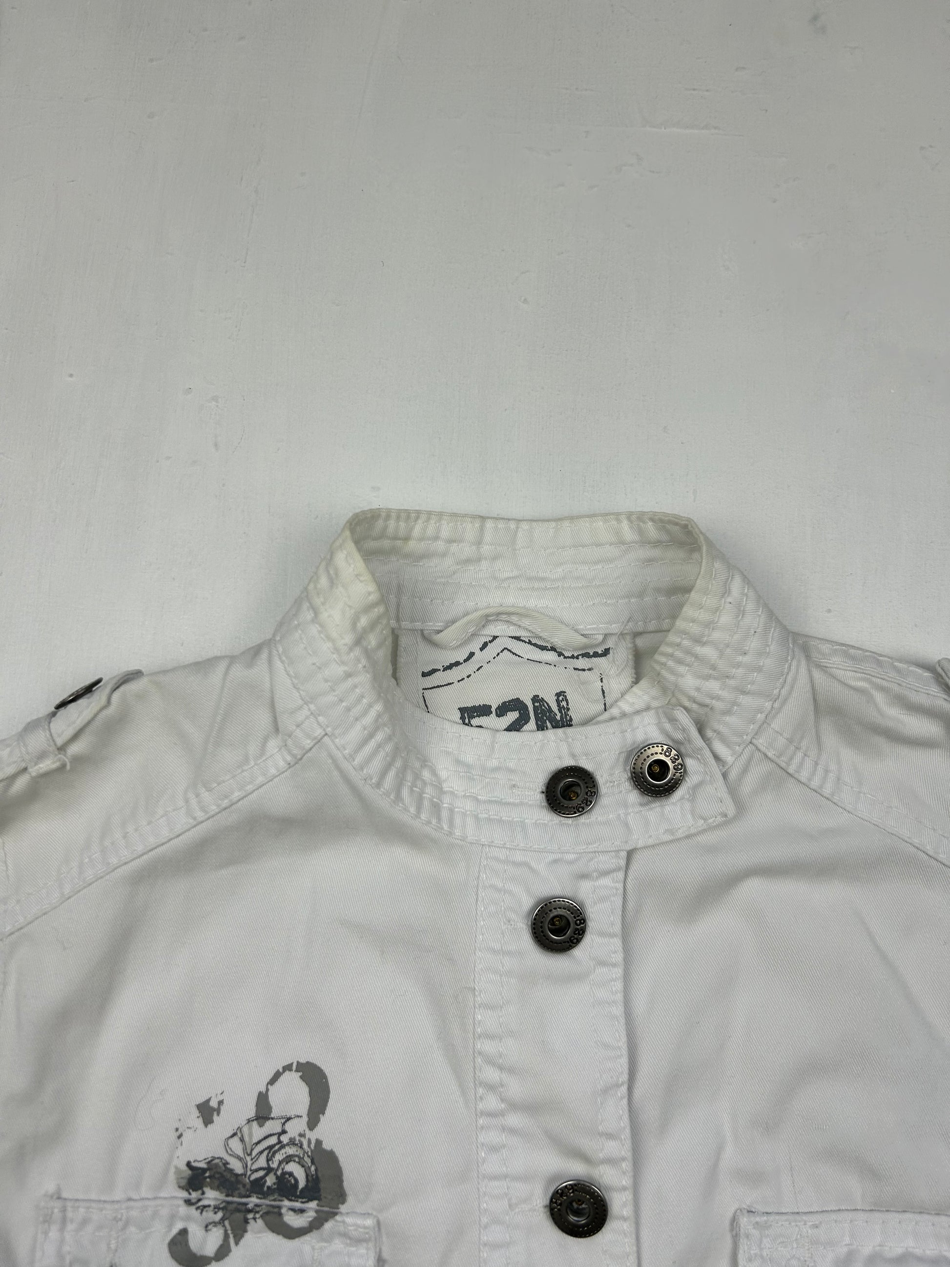 White office biker jacket with belt (XS/S)