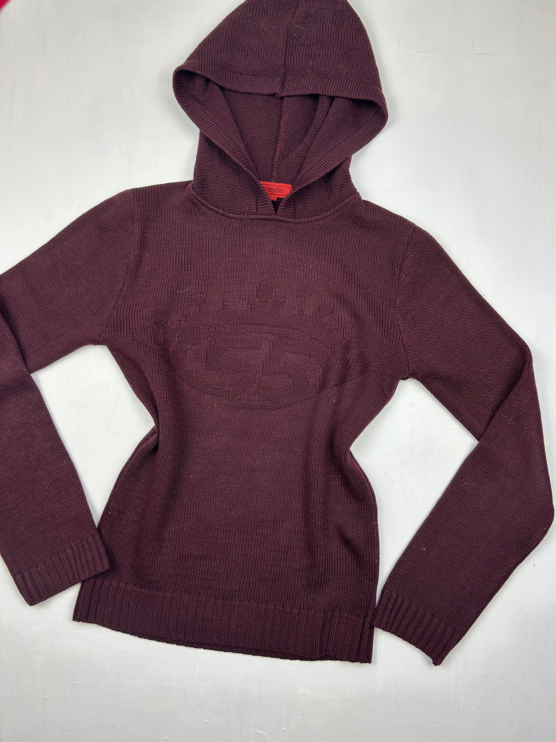 Purple knitted hoodie  jumper (S)