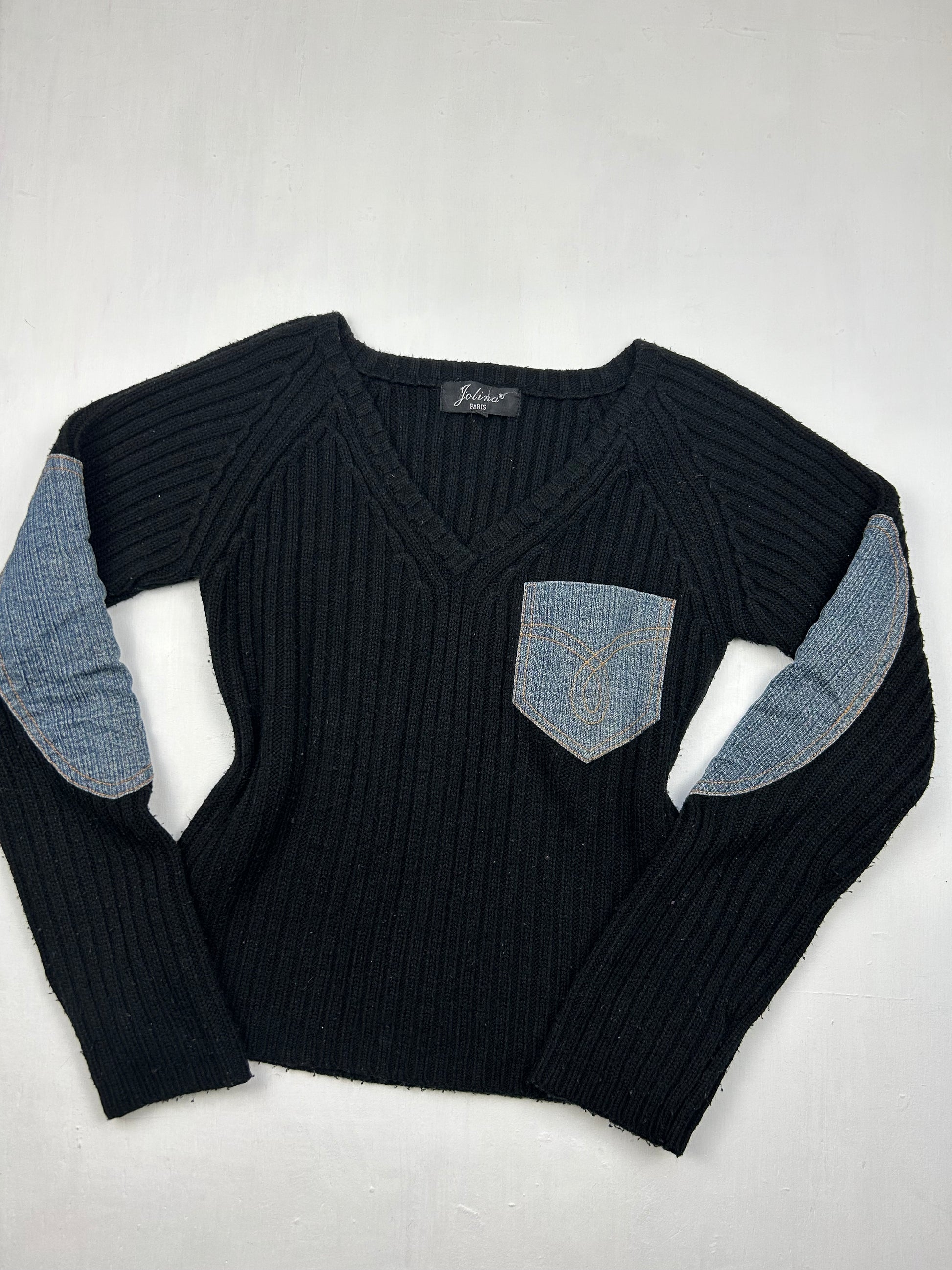 Black denim pocket  jumper (S/M)