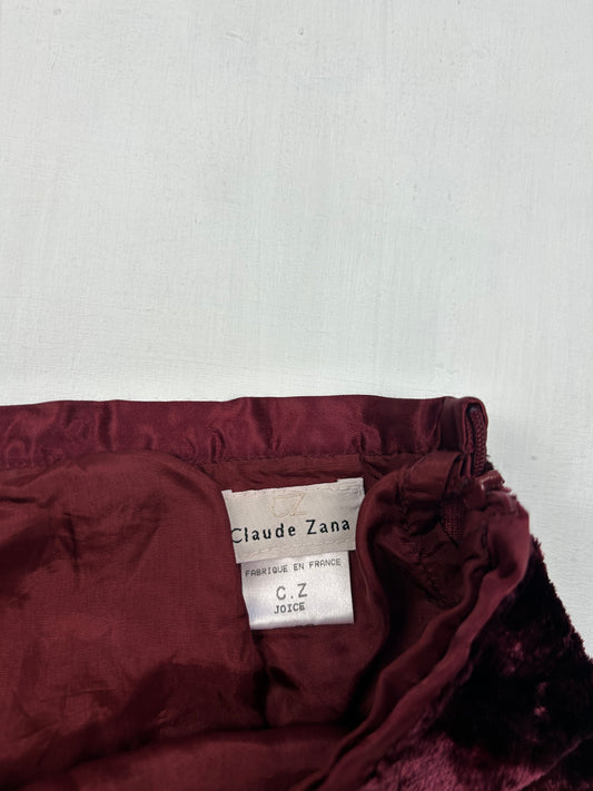 Burgundy red velvet  low rise mini skirt (XS)