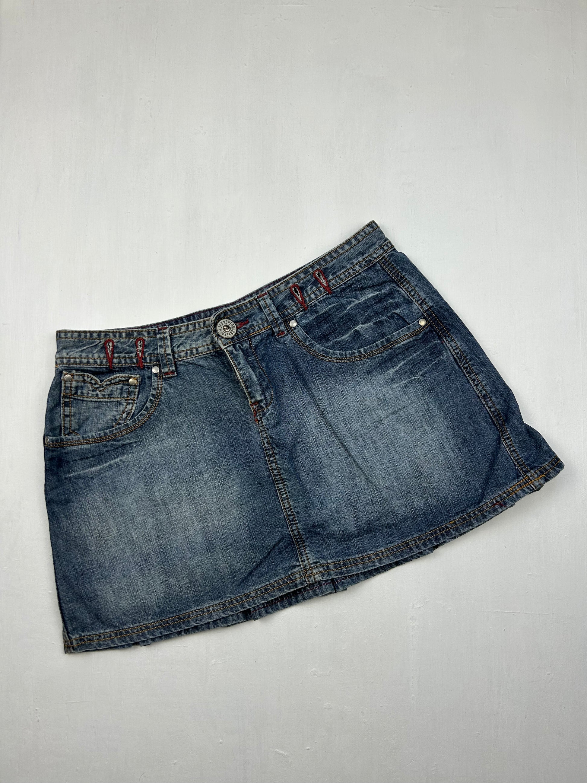 Blue denim  low rise mini skirt (S)