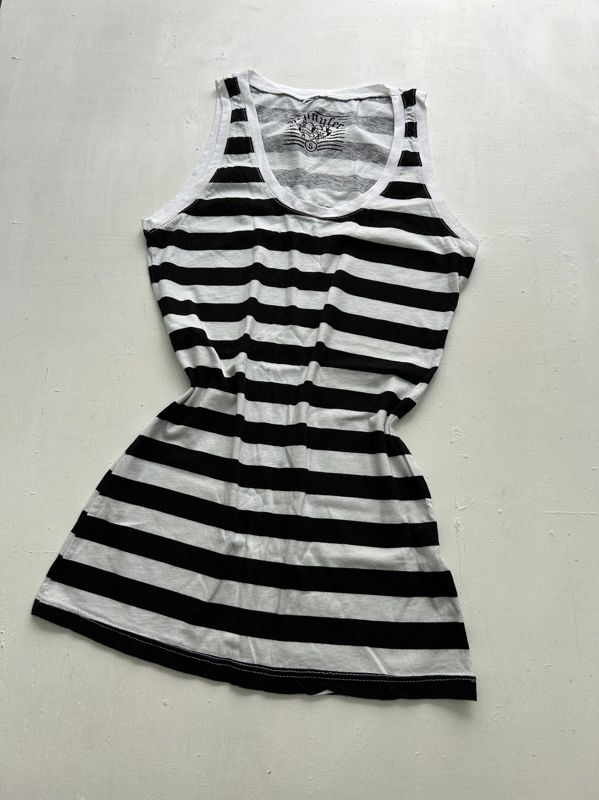 Striped black & white tank top 90s y2k vintage (XS)