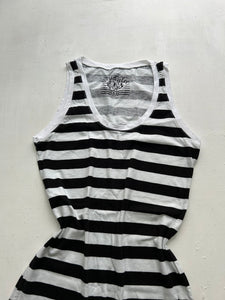 Striped black & white tank top 90s y2k vintage (XS)