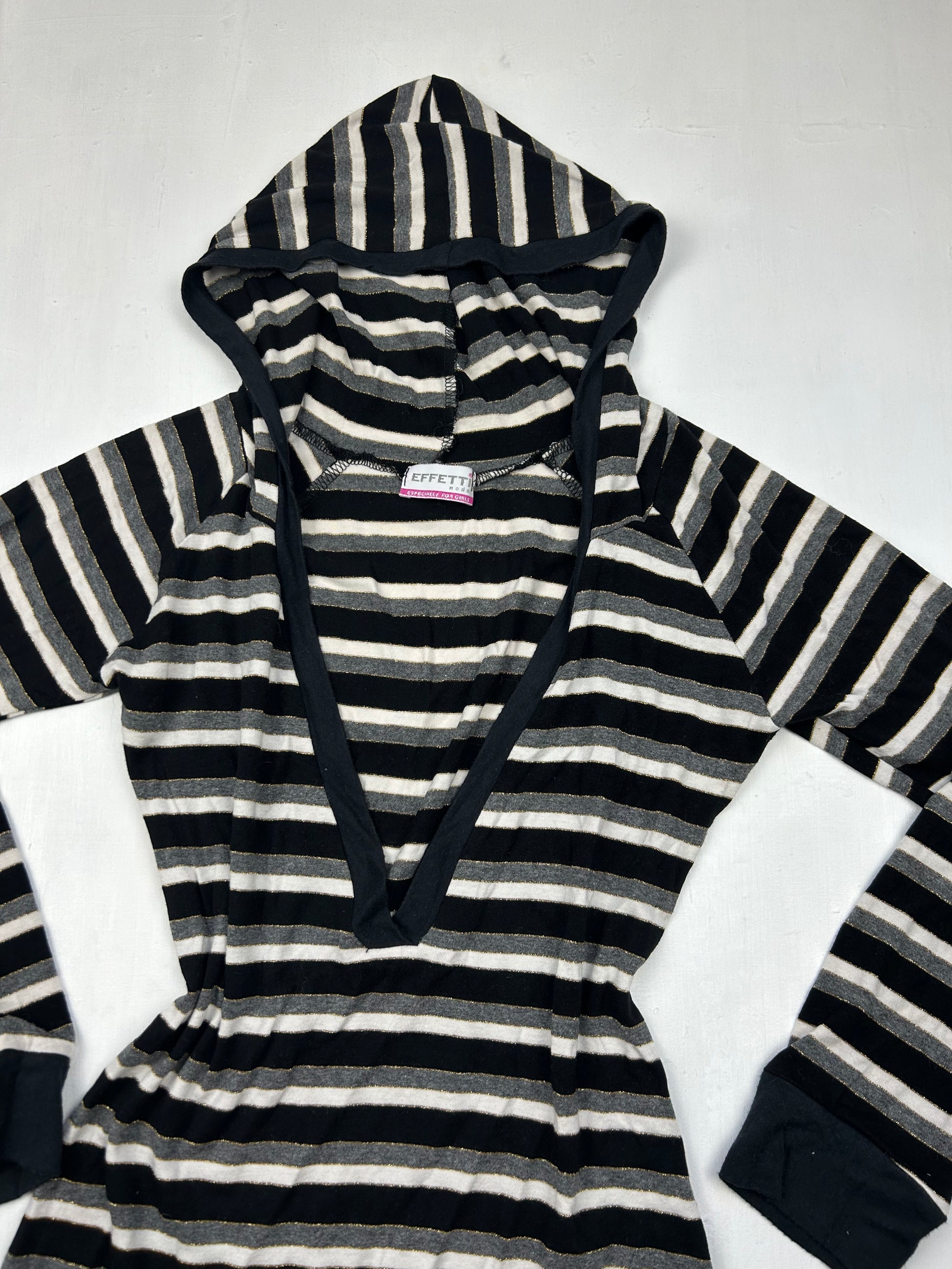 Black striped hoodie top (S)