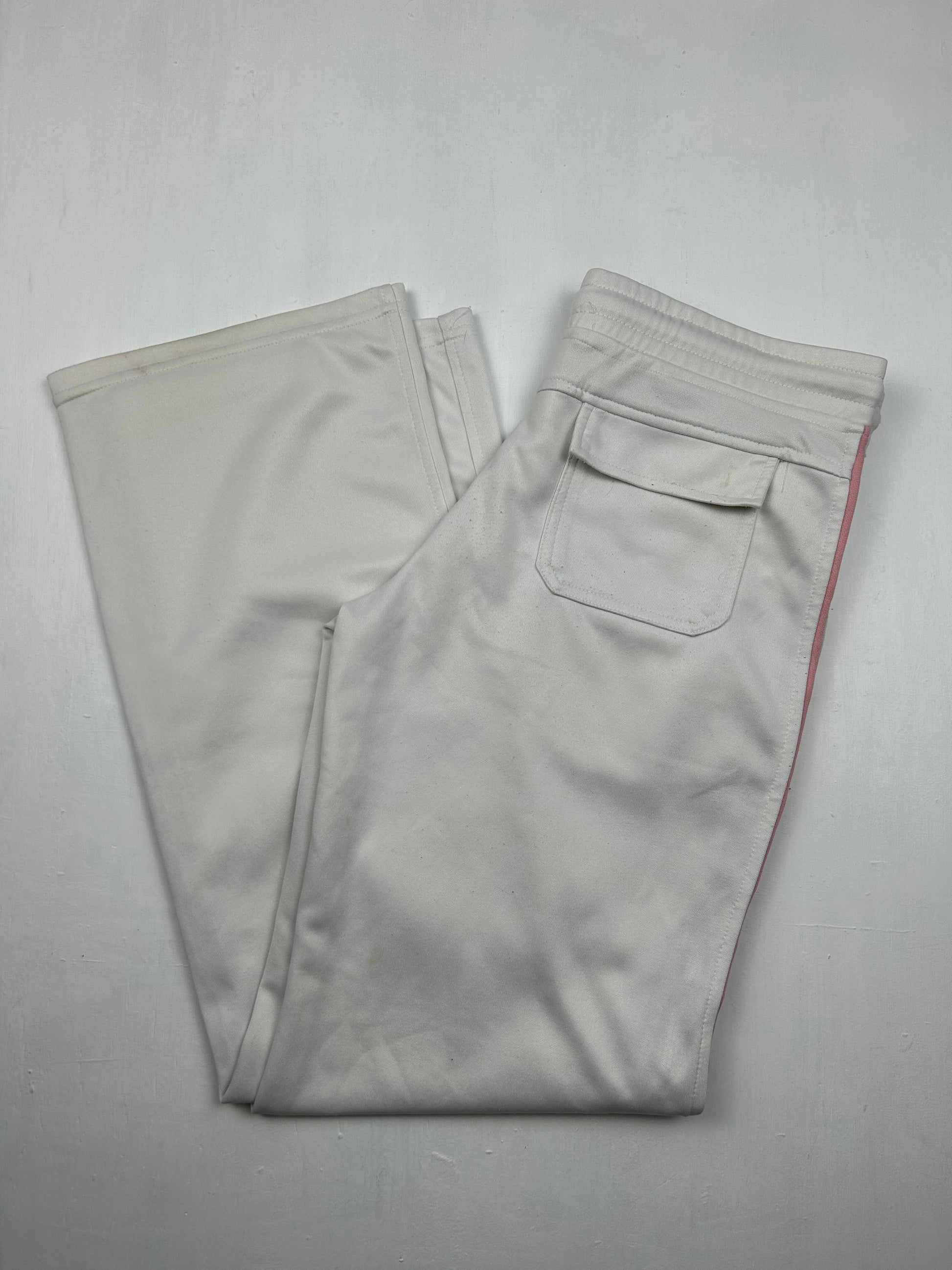 White & pink low rise baggy joggers pants (M)