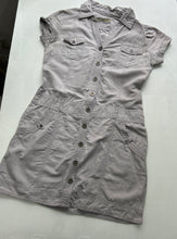 Load image into Gallery viewer, Grey linen buttons up cargo utility Y2K vintage cotton dress (M)