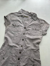 Load image into Gallery viewer, Grey linen buttons up cargo utility Y2K vintage cotton dress (M)