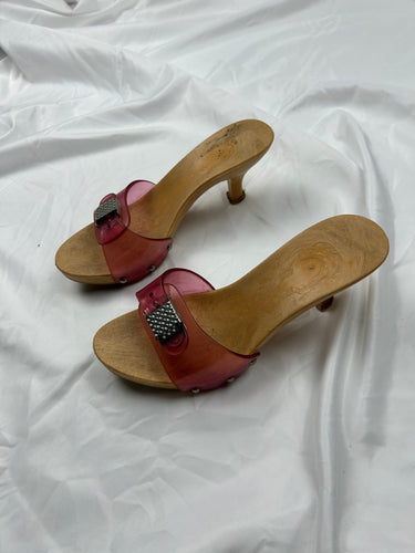 Pink pvc kitten heels mules  (37)