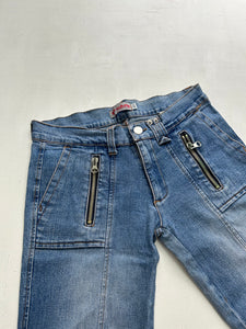 Blue denim low rise mid short (XS)