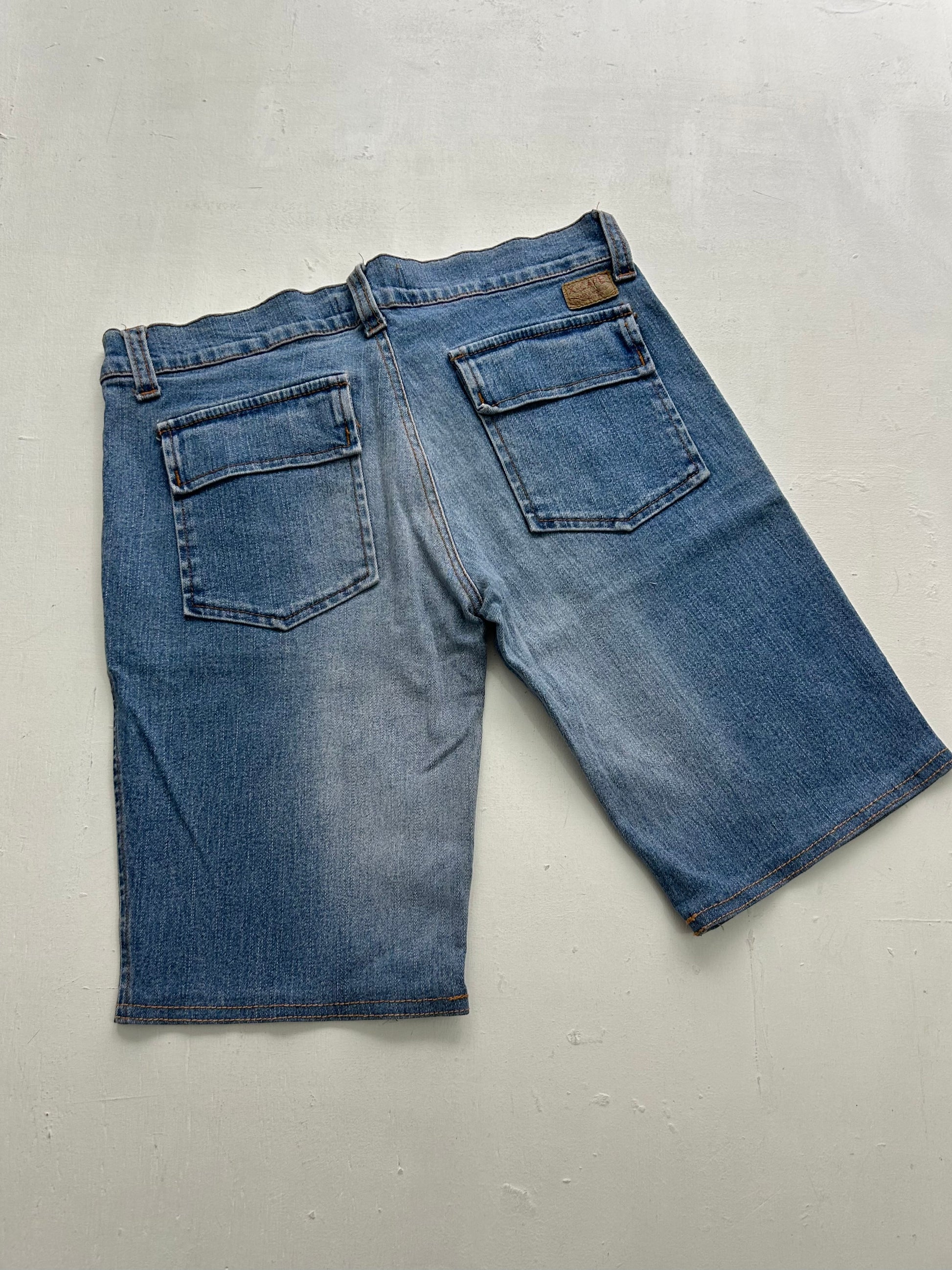 Blue denim low rise mid short (XS)