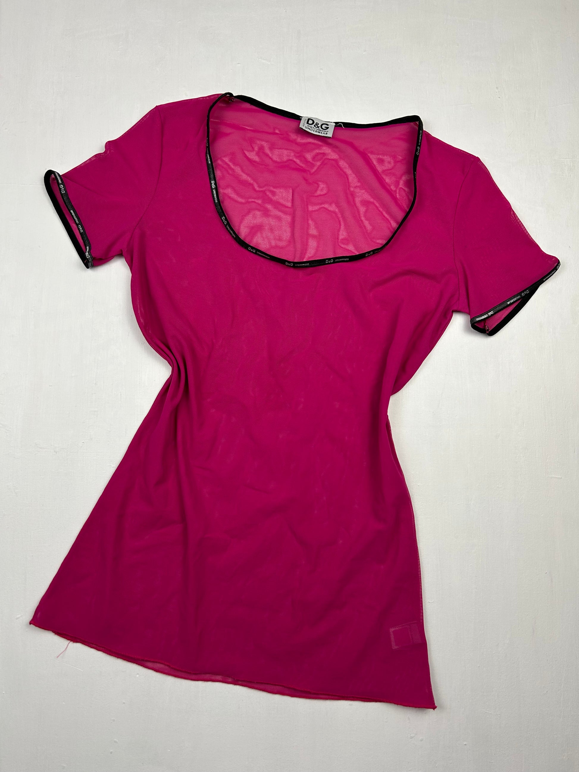 Mesh see trough pink tee (S/M)