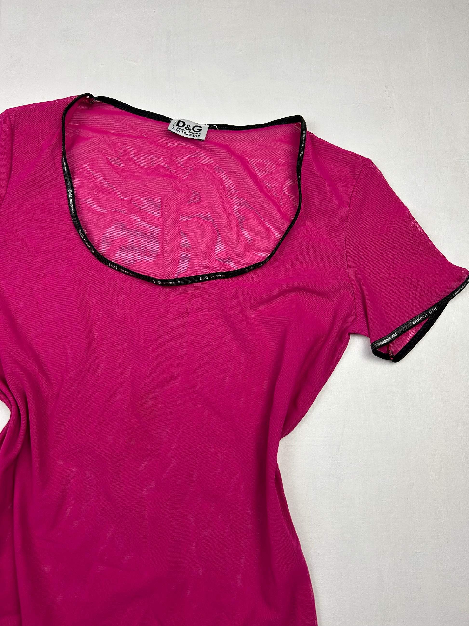 Mesh see trough pink tee (S/M)