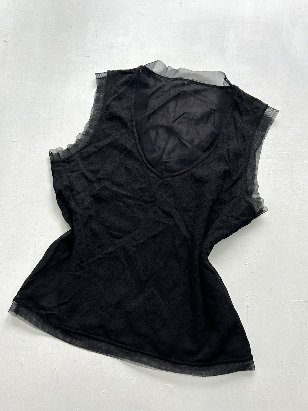 Black mesh doubled tank top y2k vintage (M)